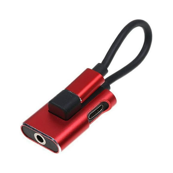 2 In 1 Type-C To 3.5mm Headphone Jack AUX Audio Cable Adapter Charging Converter for Phone (Red)