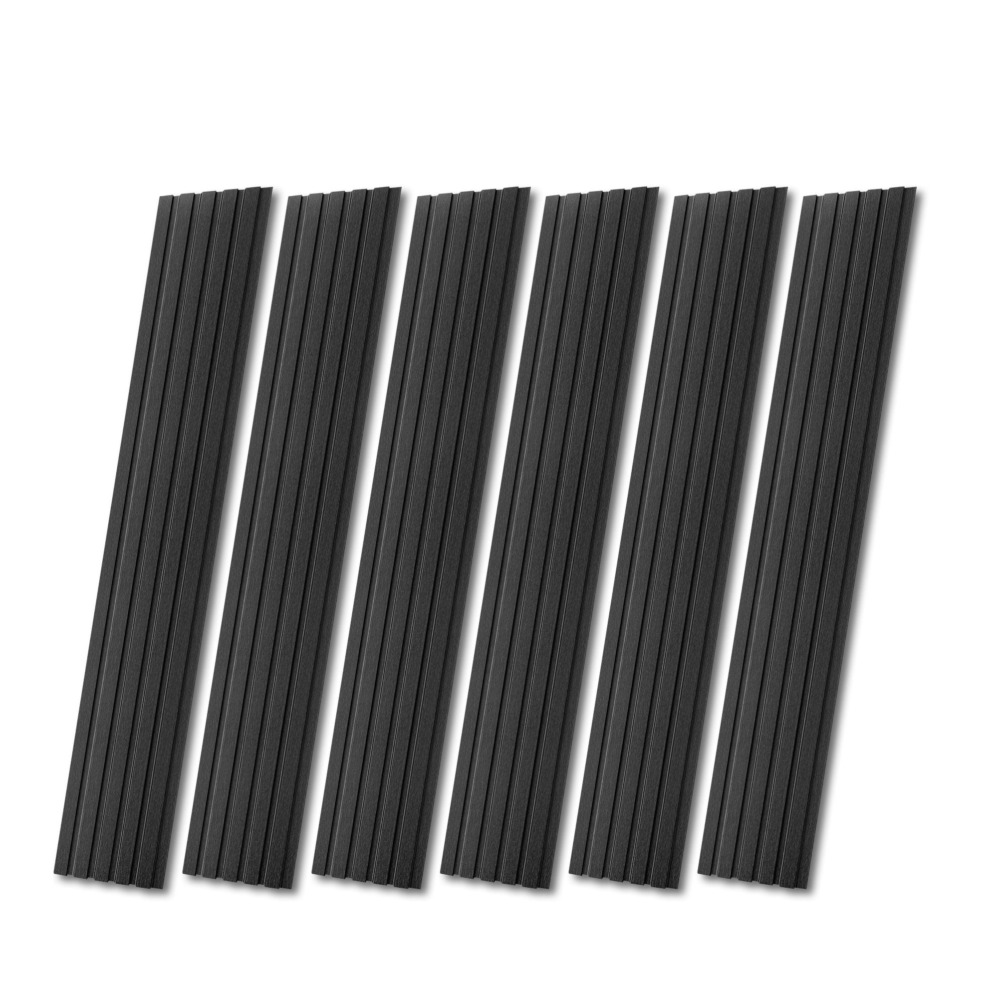 6PCS 94.49'' x 7.44'' MDF Slat Wall Paneling for Interior Decor and Ceiling Decoration, 3D Wood Decorative Wall Panels,Matte Black