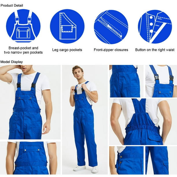 TOPTIE Men's Blue Bib Overall Mid-weight Coverall Big and Tall