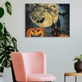 thumbnail image 3 of FCXZI Bats Full Moon Pumpkin Canvas Print Wall Art Decorations for Home Bathroom Ready To Hang Room Decor 16x12in, 3 of 6