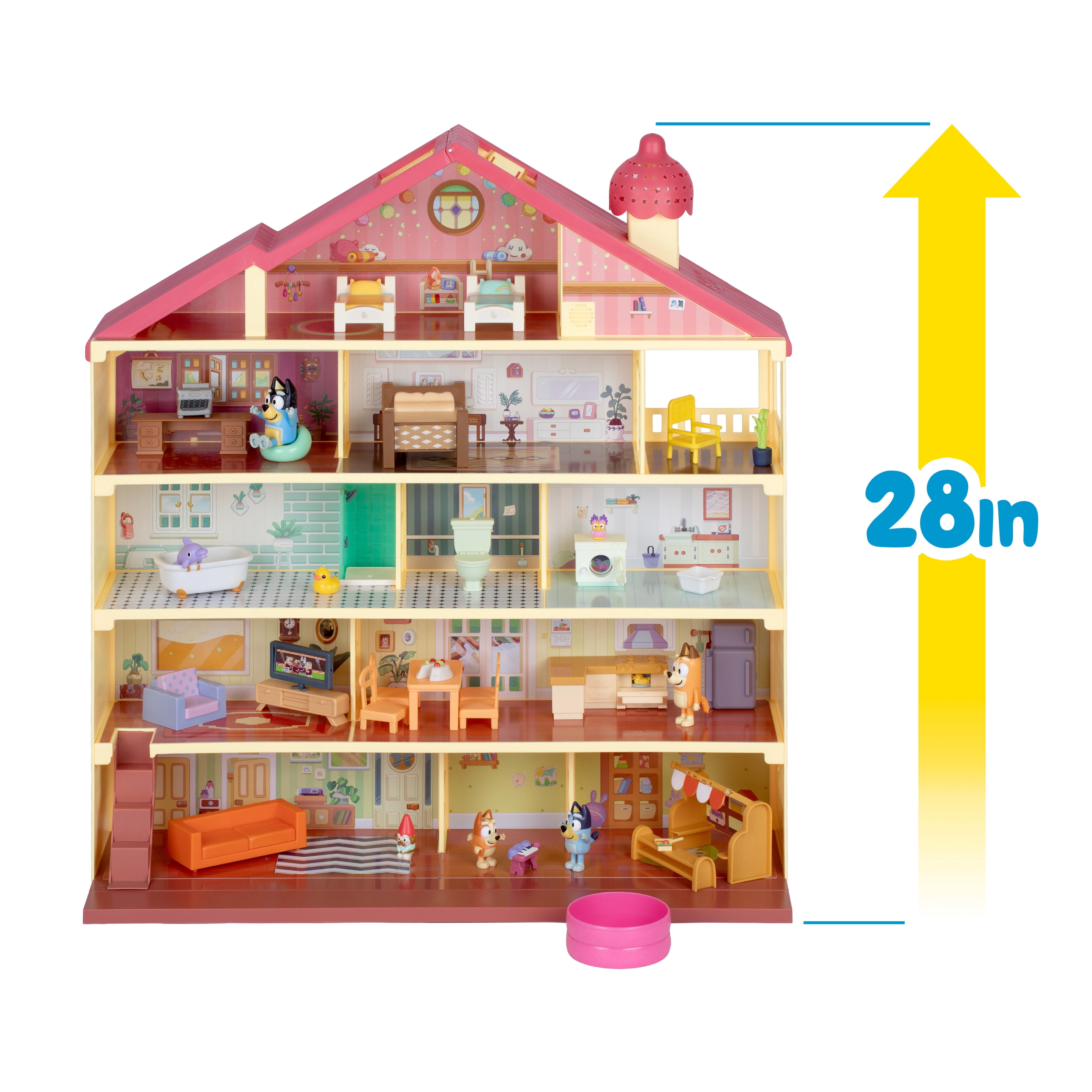 Bluey's Light and Surprise Heeler House, Biggest Ever at 21" Tall! 10+ Play Areas, 50+ Sounds, 30+ Play Pieces, Fun Interactive Toy for Kids Ages 3+