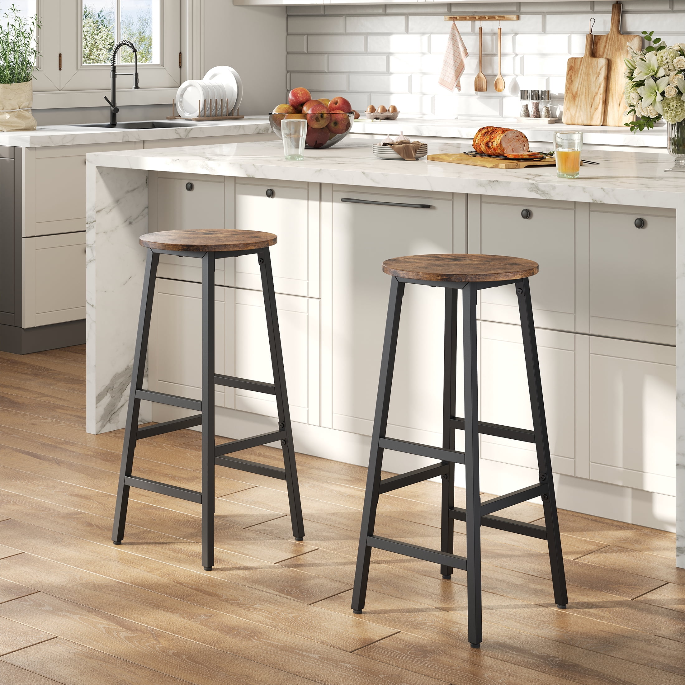Gelloan Bar Stools, Barstools Set of 2,Counter Height Barstools,27.7" Bar Stools for Kitchen Island, Industrial Bar Chairs, for Dining Room, Kitchen, Bar,Rustic Brown