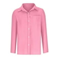thumbnail image 3 of UYISJ Womens Button Down Shirts Long Sleeve Collared Dress Shirts Linen Cotton Button Up Oversized Blouses Tops Casual Tops with Pockets Pink L, 3 of 5