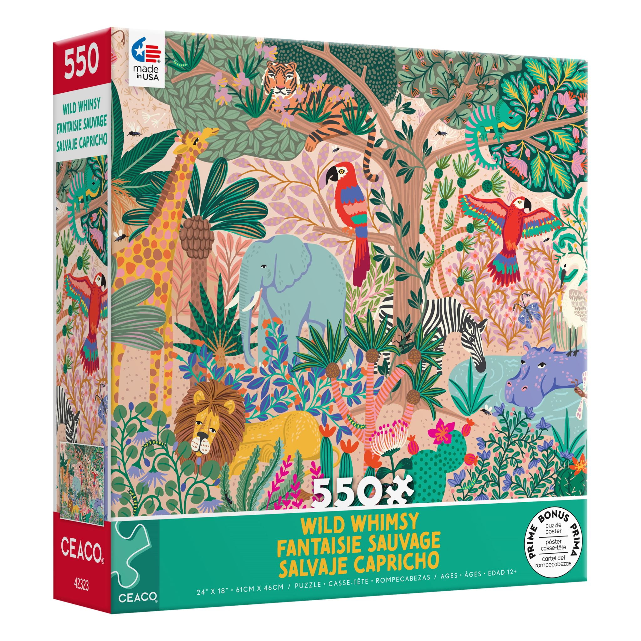 Ceaco 550Piece Wild Whimsy Magical Jungle Interlocking Jigsaw Puzzle