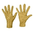 thumbnail image 2 of TEAJOPSUU 1 Pairs Sparkling Sequin Gloves for Women Rhinestone Glitter Dance Gloves Elbow Length Christmas Cosplay Gloves for Halloween Party Accessory C-Gold, 2 of 2