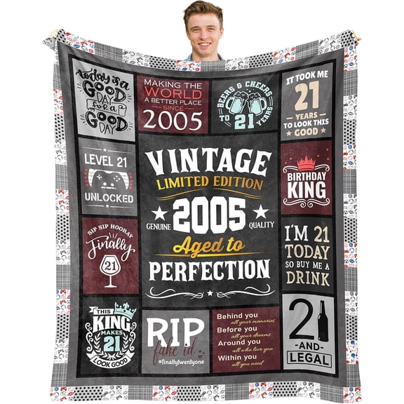 21st Birthday Gift for Him - 21 Year Old Birthday Gift for Him - Gifts for 21 Year Old Male Men - 21st Birthday Gifts for Son Boy - 21st Birthday Gift Ideas Throw Blanket 60"X50"