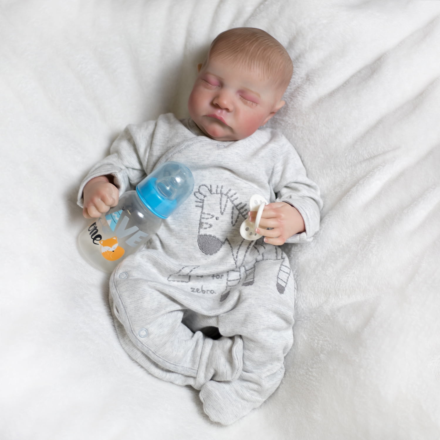 18INCH Handmade Reborn Newborn Baby Boy Doll Soft Cloth Body Lifelike Dolls with Accessories
