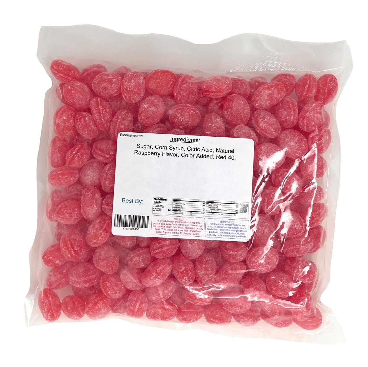 YANKEETRADERS® Raspberry Sanded Hard Candy, 40 Ounce Bag