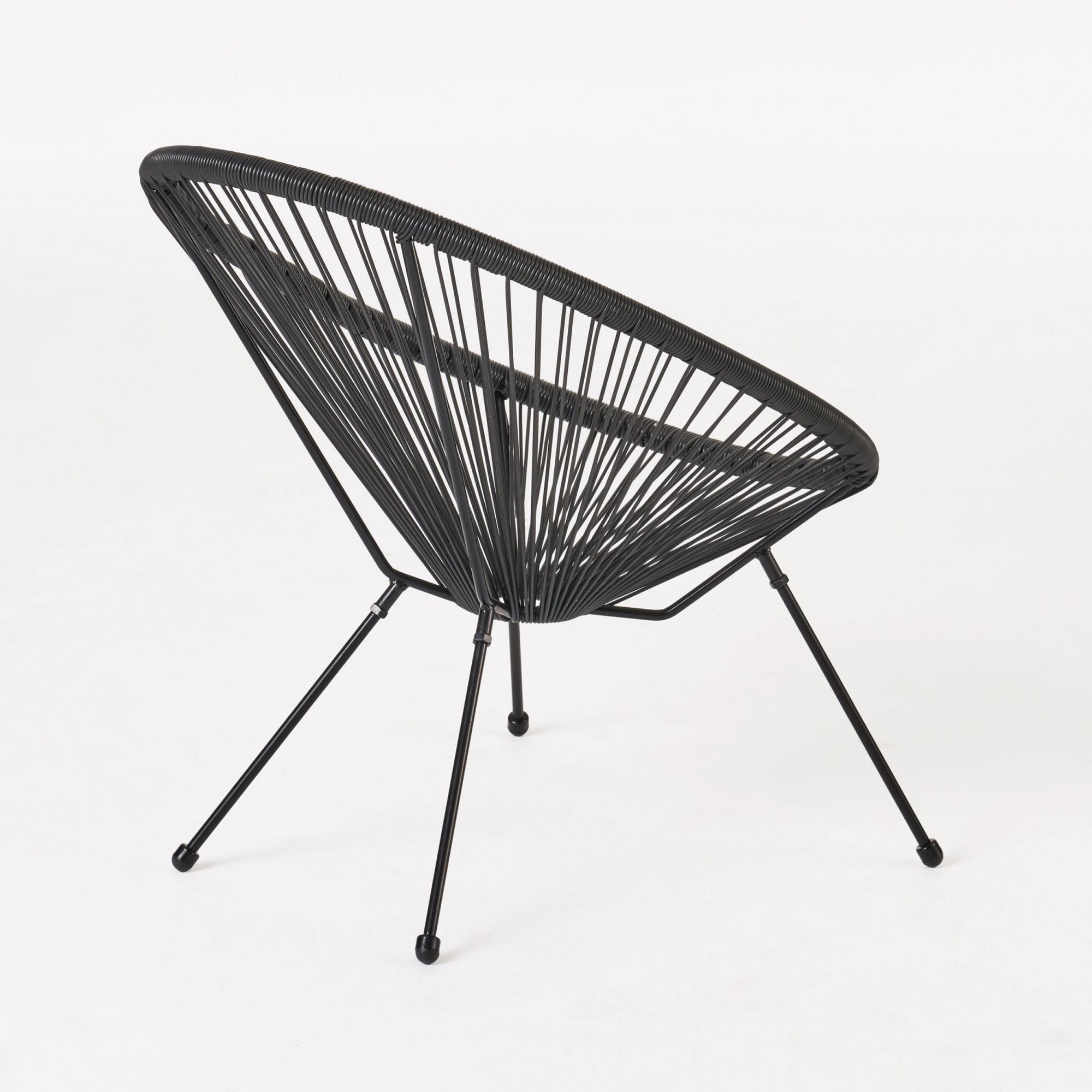 Leumius Set of 2 Modern Accent Chair with PE Rattan, Outdoor Accent Chair for Pool Beach Patio Lawn Black
