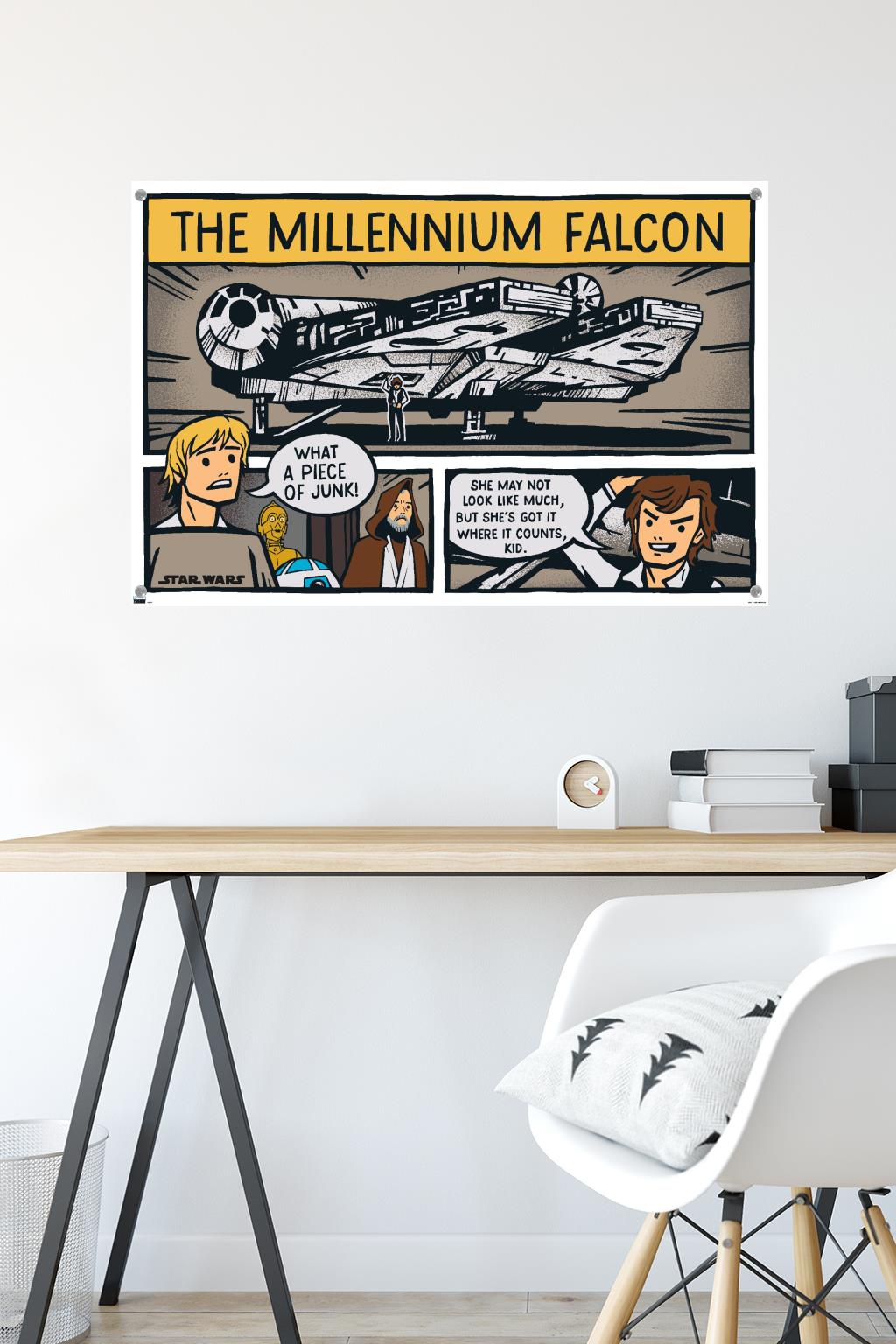 Star Wars: Saga - Millennium Falcon Comic Wall Poster with Pushpins, 22.375" x 34"