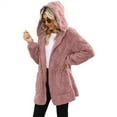 thumbnail image 3 of Plush Jacket Womens Light Jacket, Basic Solid Color Long Sleeve Coat with Side Pockets, Essential Layering Piece for Unpredictable Weather and Travel PackingPink3XL, 3 of 4