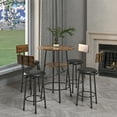 thumbnail image 3 of Modern Bar Table Set, SYNGAR Kitchen Table and Chairs for 2, 3 Piece Counter Height Dining Set with 2 Cushioned Stools, Round Long Bistro Pub Table Set, Breakfast Dining Table Set, Rustic Brown, 3 of 8