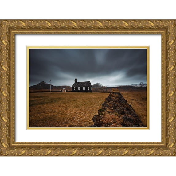 Ding, Sunny 32x23 Gold Ornate Wood Framed with Double Matting Museum Art Print Titled - Black Church