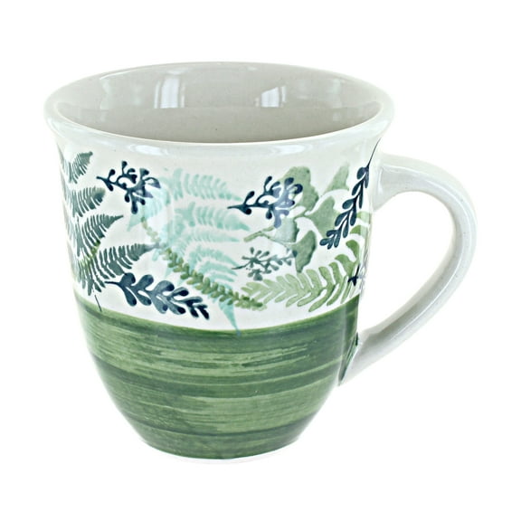Blue Rose Polish Pottery Floating Fern Breakfast Mug
