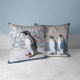 thumbnail image 6 of Penguin Paradise Flowers Indoor/Outdoor Pillow in Blue 20 x 20 with removable cover, 6 of 7