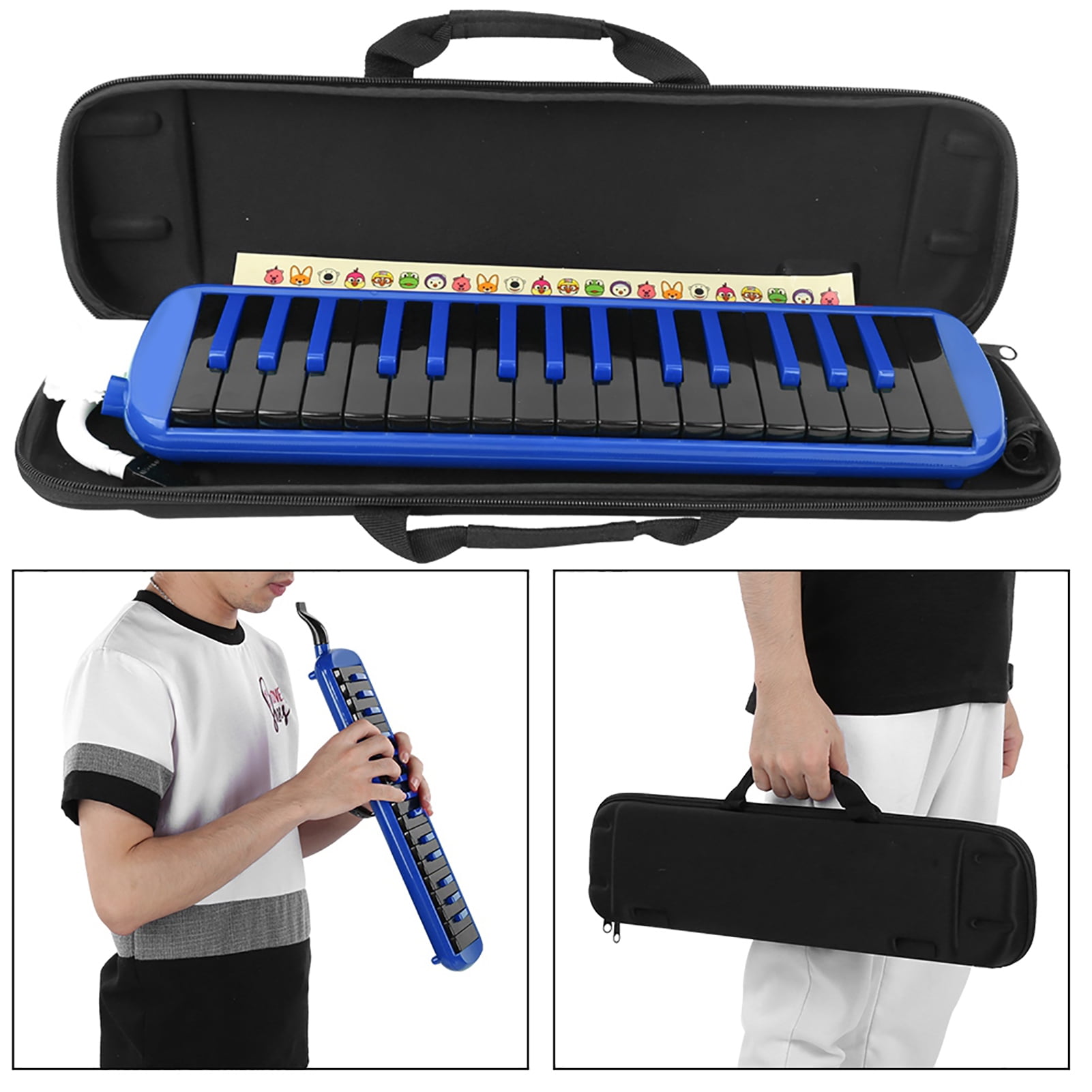 Melodica 32 Key Piano, Melodica Instrument Keyboard Harmonica Wind Musical Instrument with Portable Carrying Bag for Beginners Fun Music Gift[Blue]