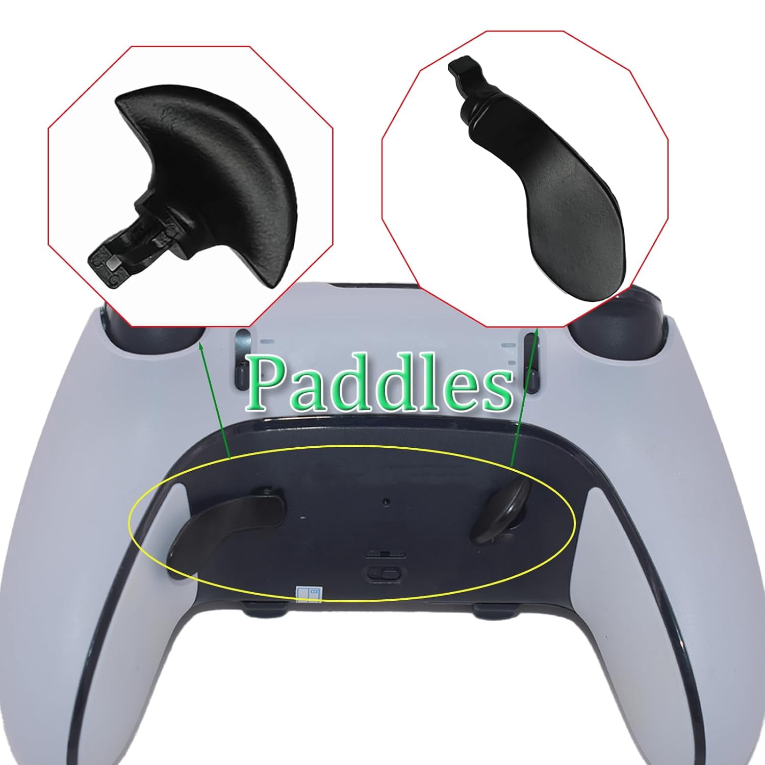 4PCS Metal Back Paddles for PS5 Controller, Paddles Replacement Interchangeable Parts for DualSense Edge Gamepad-Black