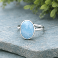 thumbnail image 4 of JAY JOOLS Natural Larimar Ring - 925 Sterling Silver Statement Jewelry for Women, 4 of 6