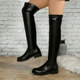 thumbnail image 4 of Dakaela Black Thigh High Boots for Women Platform Over The Knee High Boot Stretch Lug Sole Winter Shoes, 4 of 8