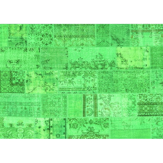 Ahgly Company Indoor Rectangle Patchwork Green Transitional Area Rugs, 8' x 10'