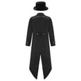 thumbnail image 2 of Aiihoo Kids Tailcoat Jacket Medieval Steampunk Frock Coat with Felt Top Hat Gentleman Outfit Black 12, 2 of 7