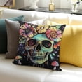 thumbnail image 3 of Patifu Skull Throw Pillow Covers,Sugar Skull Pillow Covers for Kids Boys Girls,Plant Mushroom Cushion Cases Rainbow Skeleton Flowers Leaves Decor 18x18in, 3 of 5