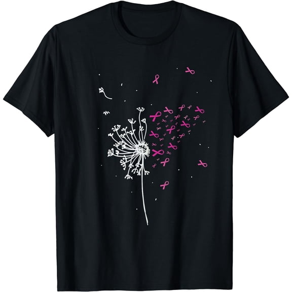 Dandelion Pink Ribbon Cool Breast Cancer Awareness Gifts T-Shirt