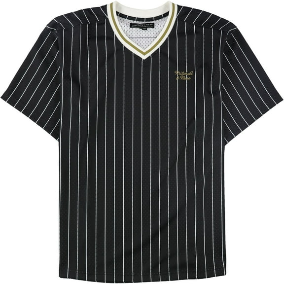 Mitchell & Ness Mens Pinstripe Jersey, Black, X-Large