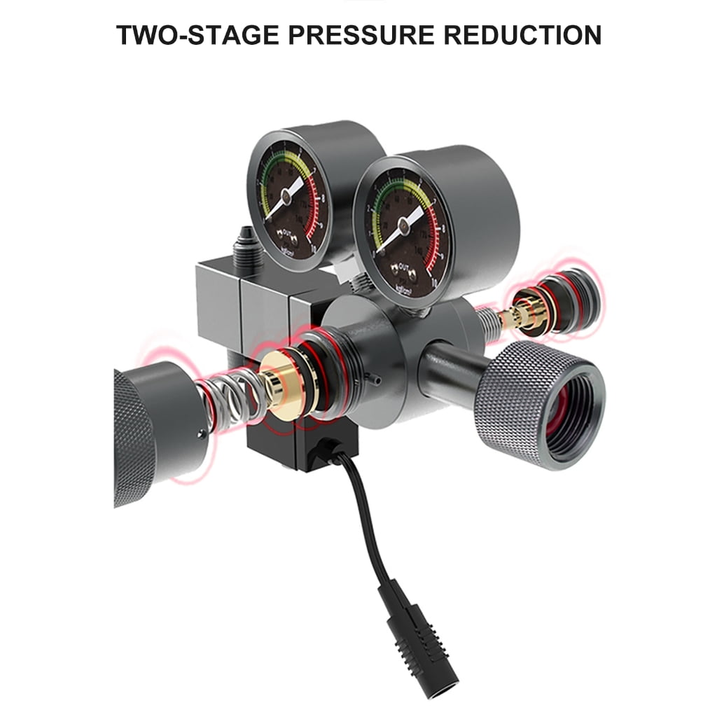 PatungKu Aquariums CO2 Regulator With 2 Stage Pressure Reduction And Automatic Solenoid Valves Control For Plant Healthy Growth