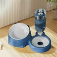thumbnail image 2 of Nebwoak Ceramic Cat Food & Water Bowl Set with Automatic Self-Refilling Waterer - BPA-Free Food-Safe, Anti-Tip Easy to Clean, Blue Cute Design for Indoor Home Cats, 2 of 7