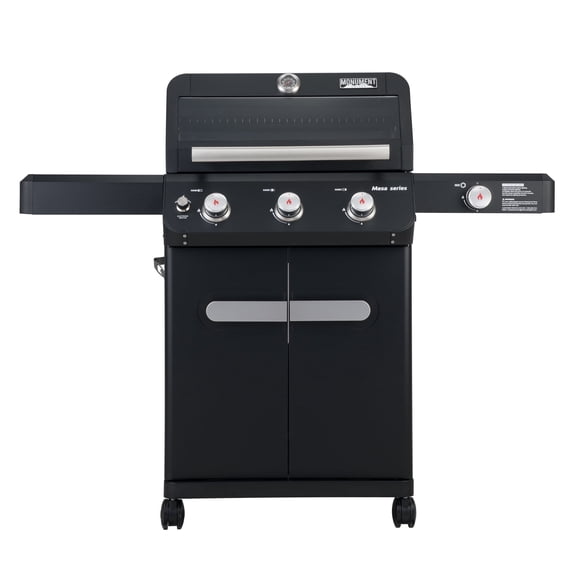 Monument Grills Mesa 3-Burner Black Propane Gas Grill with Clear View Lid and LED Controls