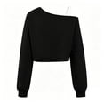 thumbnail image 4 of JAJAHO Girls Off The Shoulder Crop Tops Asymmetrical Long Sleeve Solid Color T Shirt Spring Summer Basic Tee For Kids Teens 7-16Y Versatile Top, 4 of 4