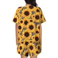 thumbnail image 6 of Haiem Artistic Zebra Print Sunflower Pattern Pajama Set for Women 2 Piece Lounge Set Short Sleeve Tops and Shorts Soft Sleepwear-Small, 6 of 7