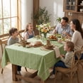 thumbnail image 2 of Sm:)e Fabric Openwork Farmhouse Style Linen Tablecloth 52x70 Inch, Yarn-Dyed Woven Table Cover for Dining Decor, Rectangle, Sage Green, 2 of 6
