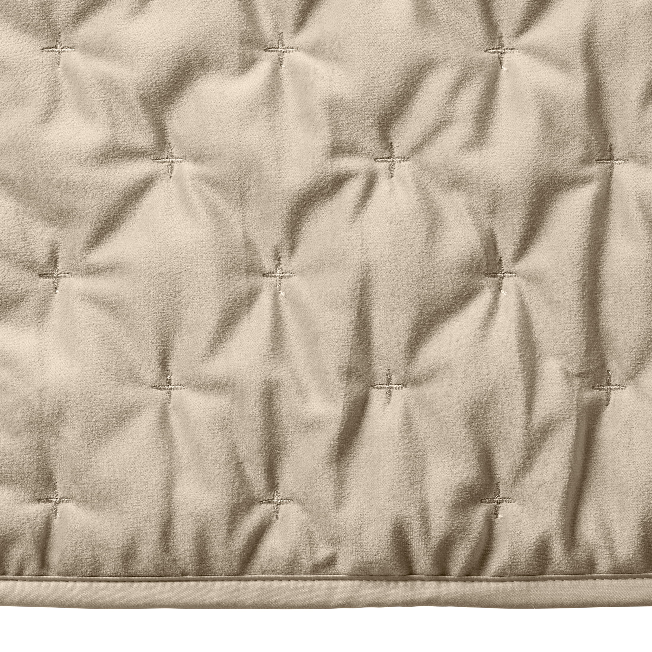 Better Homes & Gardens Tan Soft Velvet Embroidered Quilt, Full/Queen
