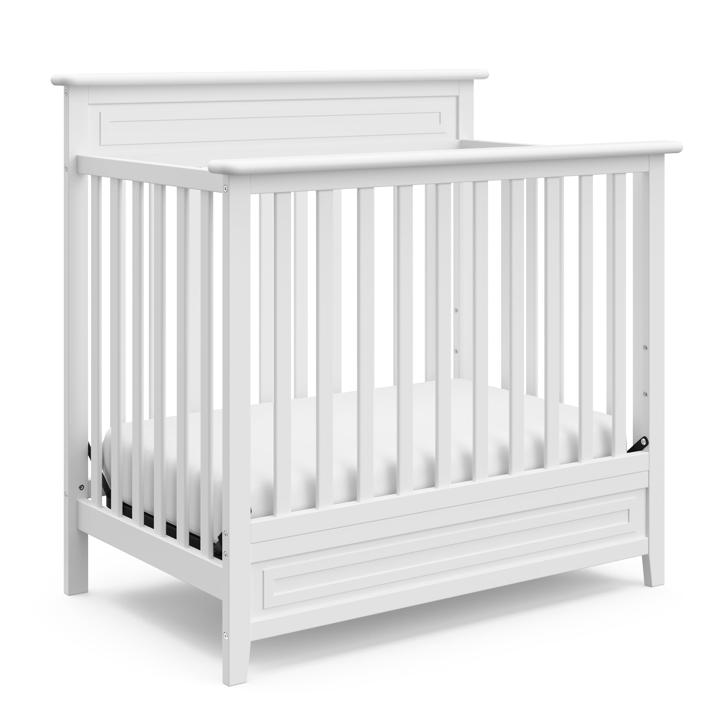 Storkcraft Petal Mini 4-in-1 Convertible Baby Crib with Mattress, White
