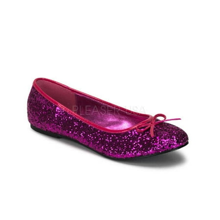 Pleaser Shoes - Womens Halloween Star Hot Pink Glitter Flat Shoes ...