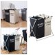 thumbnail image 5 of Canasta de lavandería perfecl Plegable Organizador de Cesto de lavandería de 3 cestas Bolsa Negro beige, 5 of 8