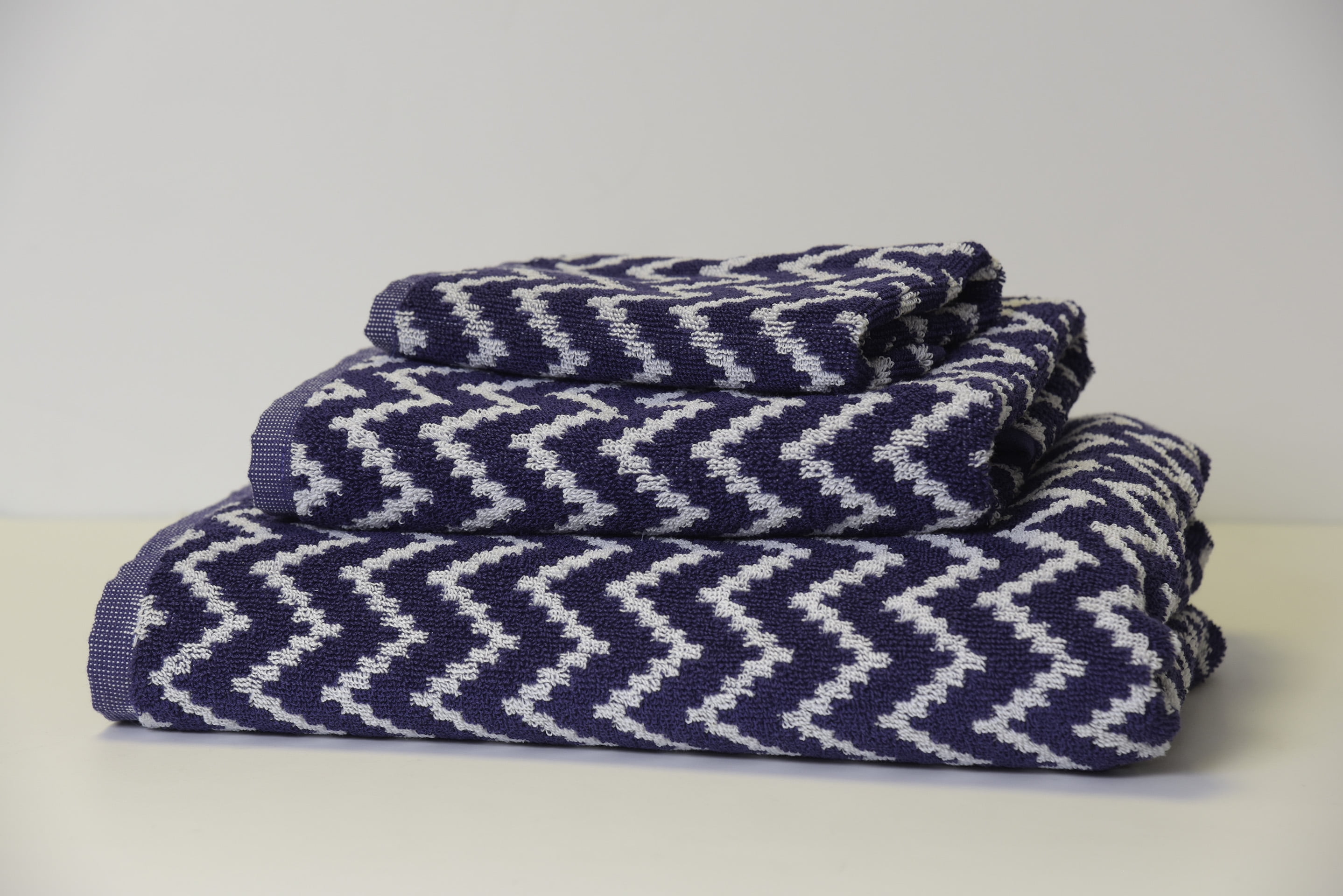 Crete 6Piece 100 Cotton Bath Hand Wash Towel Set, Navy