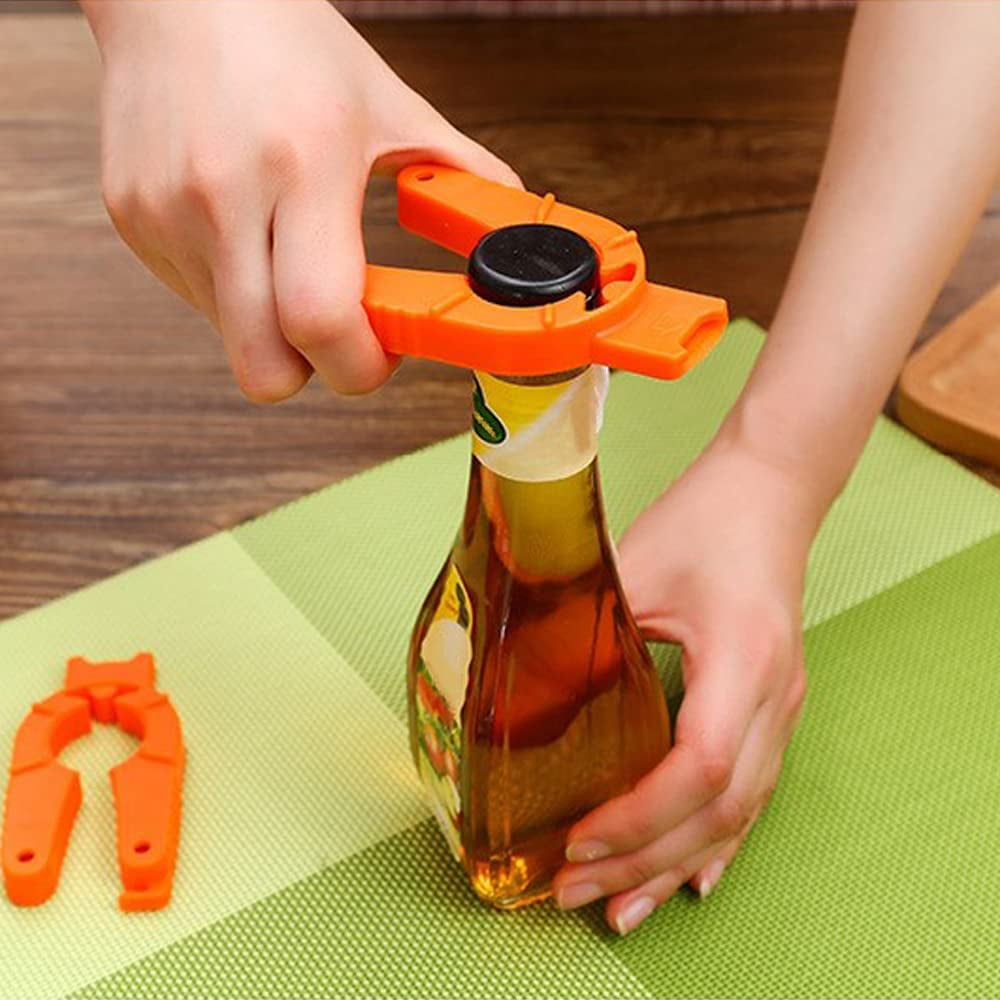 FRKSMD-4 PACK Multifunctional Kitchen Bottle Opener Adjustable Easy Grip Bottle Jar Opener Orange Can Opener Use for Elderly Weak Hands and Arthritic