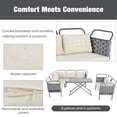 thumbnail image 6 of EUROCO Woven Rope Patio Sectional Sofa Set, 5 Pieces Ergonomically designed Outdoor Furniture Set with Glass Table and Cushions, Conversation Chat Sofa Modern Seating Set, Beige, 6 of 8