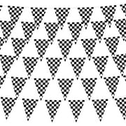 RUseeN 100 Feet Black and White Checkered Flag Banner, Checkered Pennant Banner Racing Flag for Nascar Race Car Themed Birthday Party Decorations Supplies