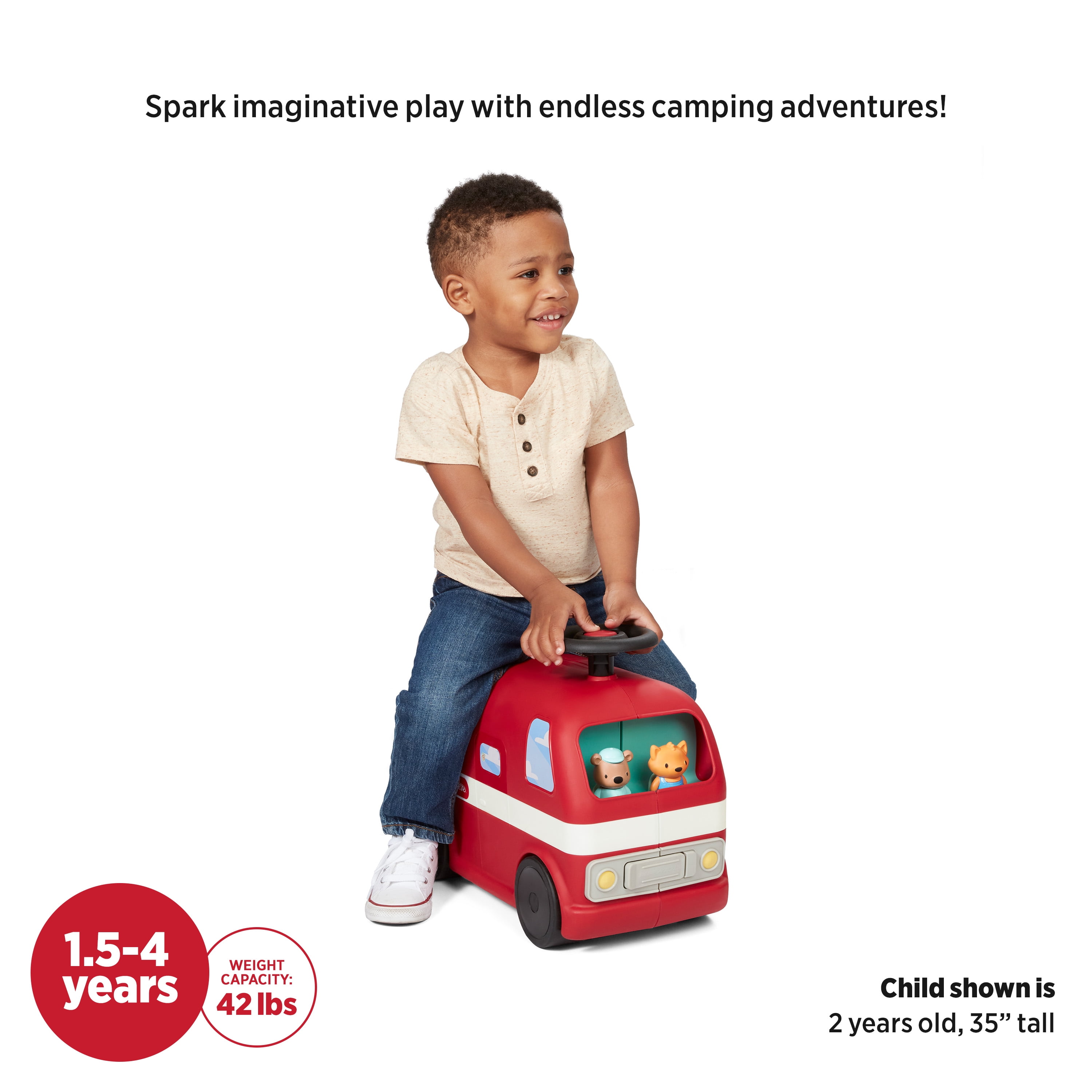 Radio Flyer Ride & Play Camper Playset, Ride-on for Kids, Red, Quantity 1