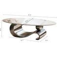 thumbnail image 2 of Tabaray Modern Oval Coffee Table Luxury Sintered Stone Top Coffee Table with Sculptural Geometric S-Shape Stainless Steel Base,Mid-Century Marble Grain Center Table for Living Room,Grey, 2 of 8
