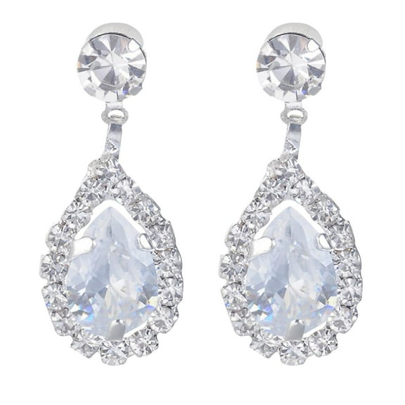 Fiaya Women Imitation Diamond Dangle Earrings, Rhinestone Drop Earrings, Teardrop Cubic Zirconia Earrings, Wedding Costume Jewelry Gift for Women