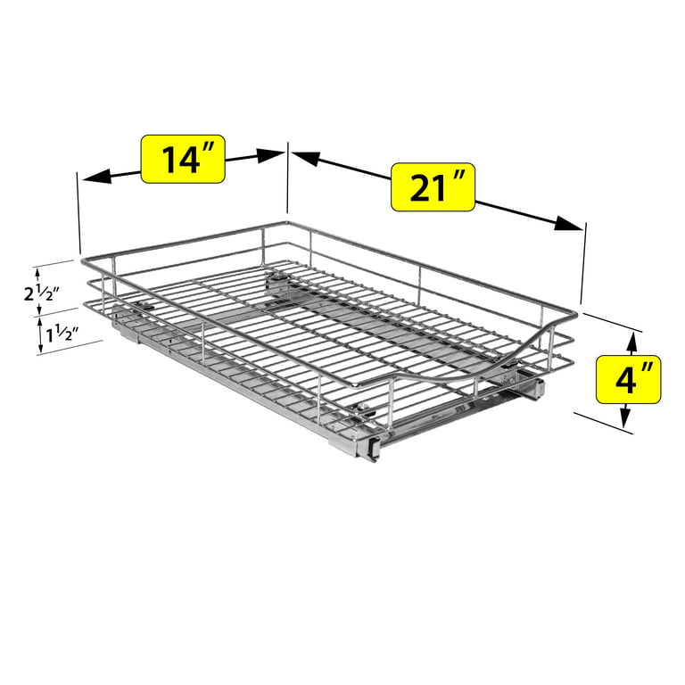 Lynk Professional 14 x 21 Slide Out Double Shelf - Pull Out Two Tier  Sliding Under Cabinet Organizer