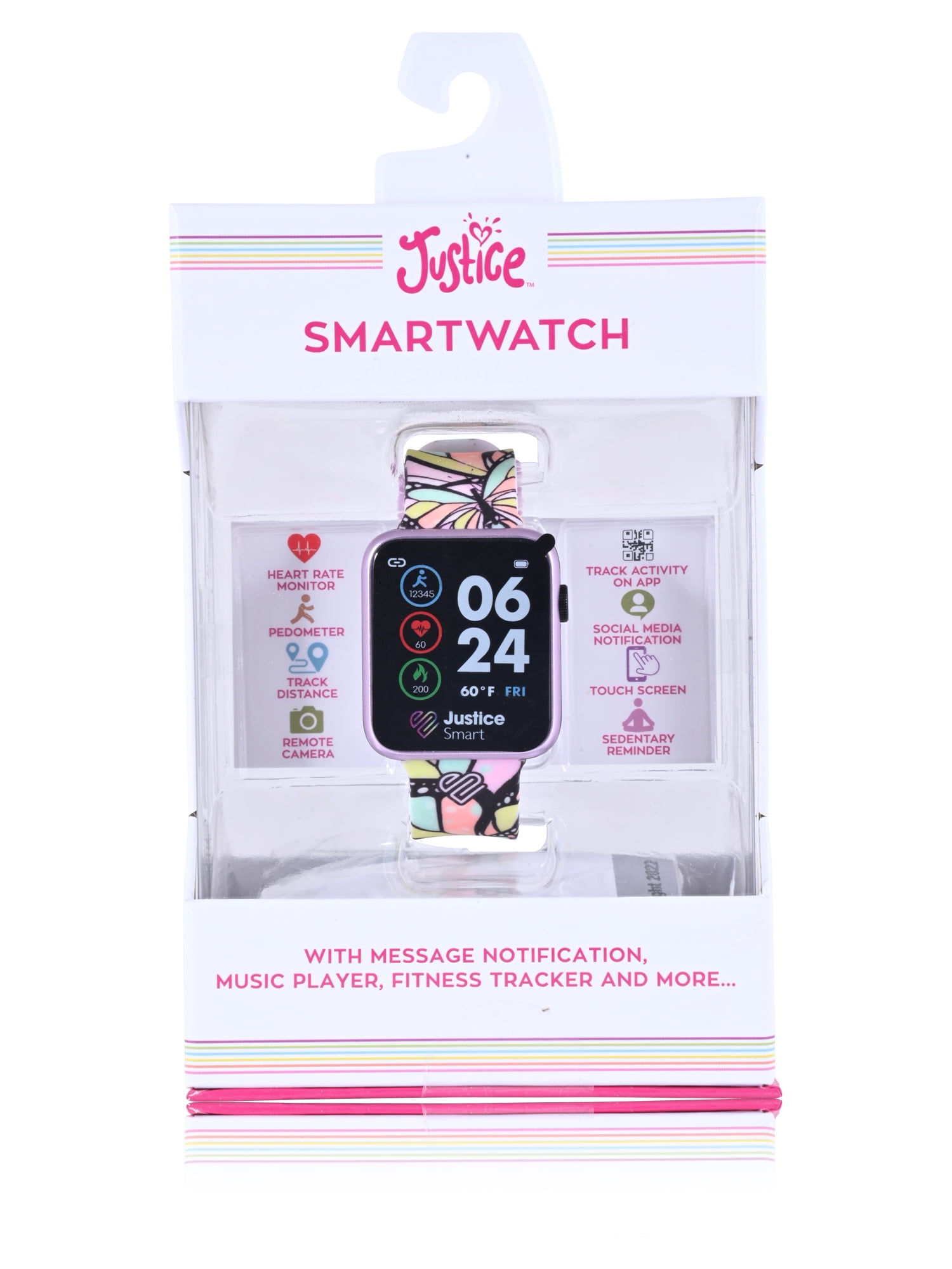 Justice Unisex Tween Smart Watch with Silicone Strap in Butterfly Tie Dye (JSE4203WMC)