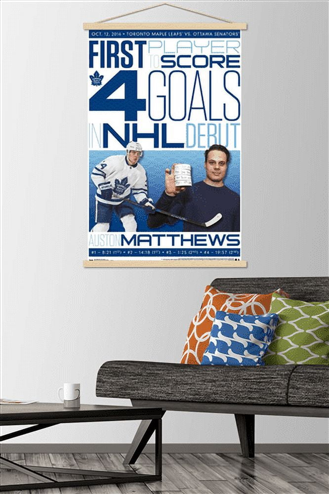 NHL Toronto Maple Leafs - Austin Matthews History Wall Poster with Wooden Magnetic Frame, 22.375" x 34"