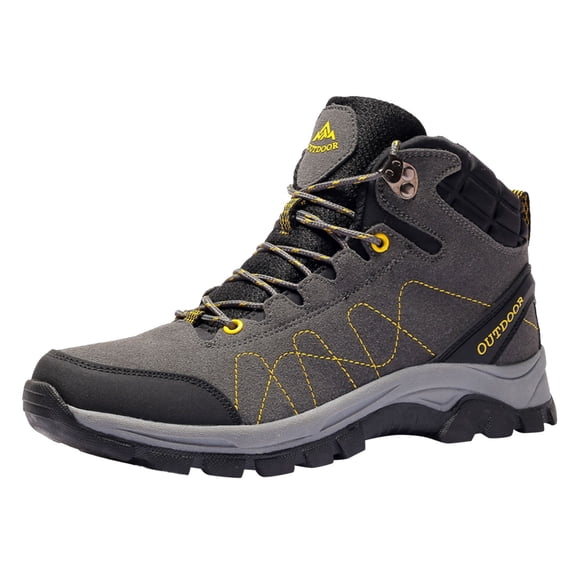 PEASKJP Men's Snow Boots Wide Mens Casual Shoes Slip On Oxford Comfortable Work Casual Outdoor Boots Anti Slip Hiking Shoes (Dark Gray,8)