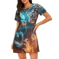 thumbnail image 1 of Easygdp Blue Dragon And White Tiger Camisón de manga corta para mujer, informal, estampado, 1 of 6